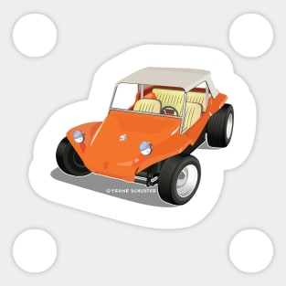 Orange Manx Dune Buggy Sticker